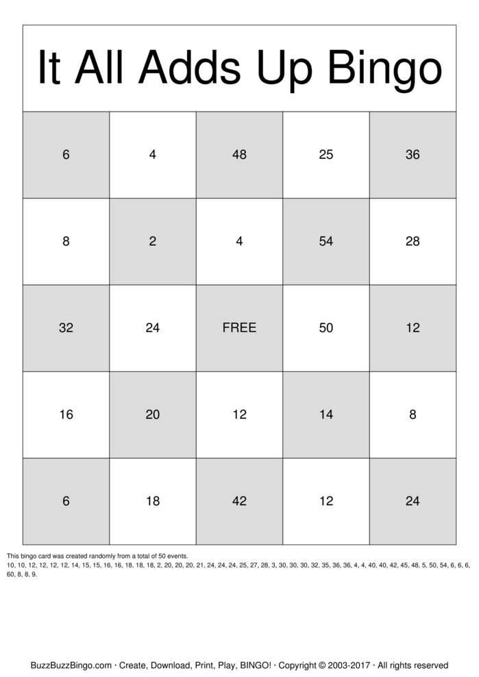 Math Bingo Cards to Download, Print and Customize!