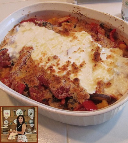 Baked vegetarian Polenta recipe w/ Vegetables &amp; Mozzarella
