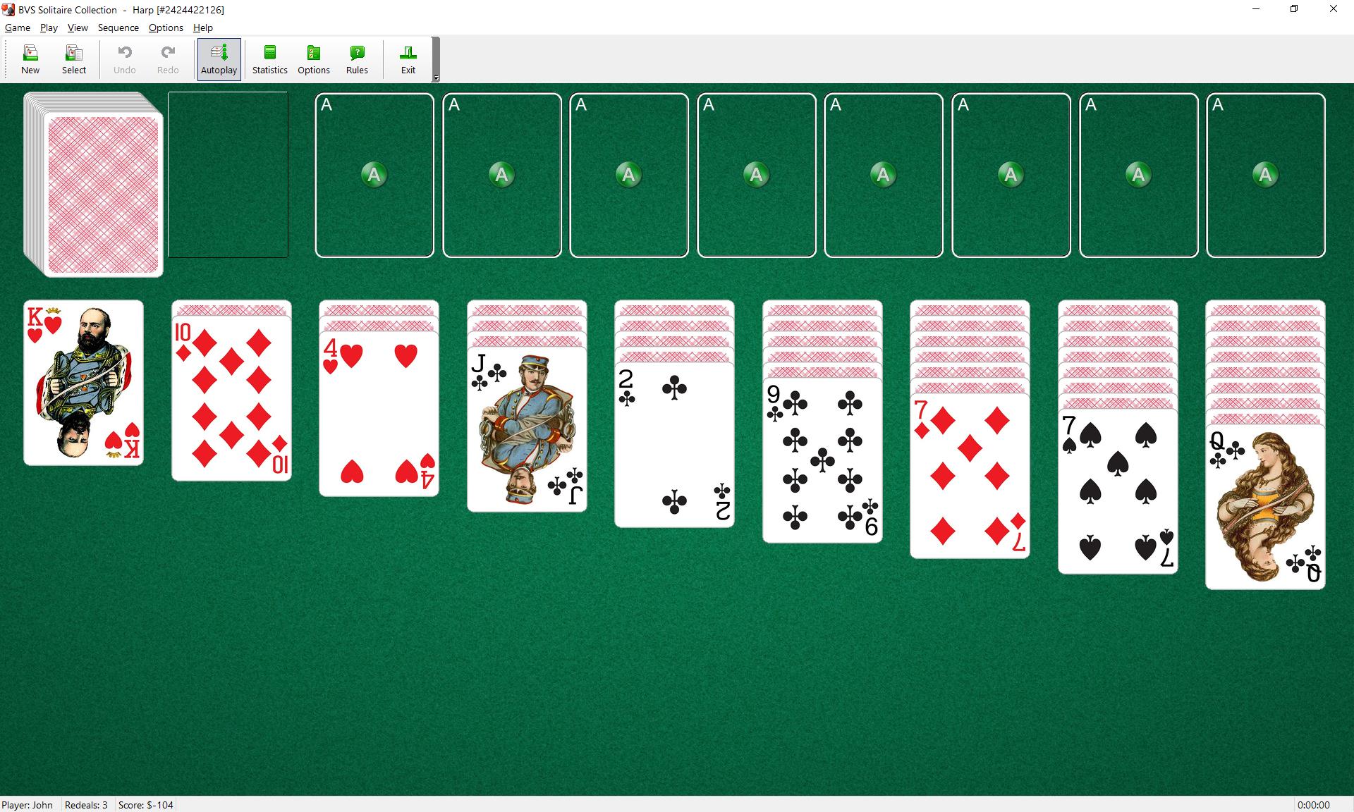 Harp (Harfe) Solitaire Regeln und Anleitung, Strategien zum Gewinnen