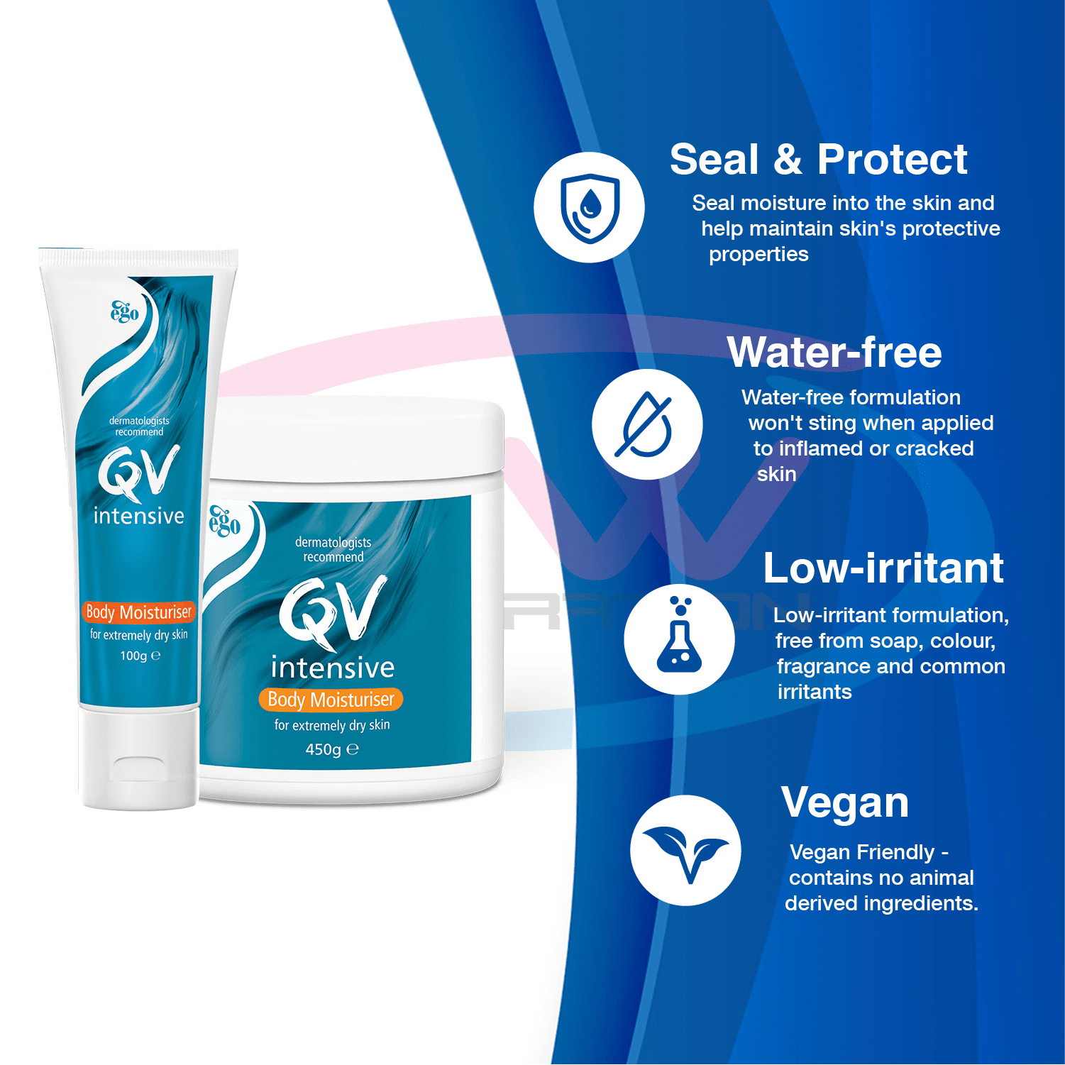 QV Intensive Moisturising Cream (100g & 450g) BW Generation