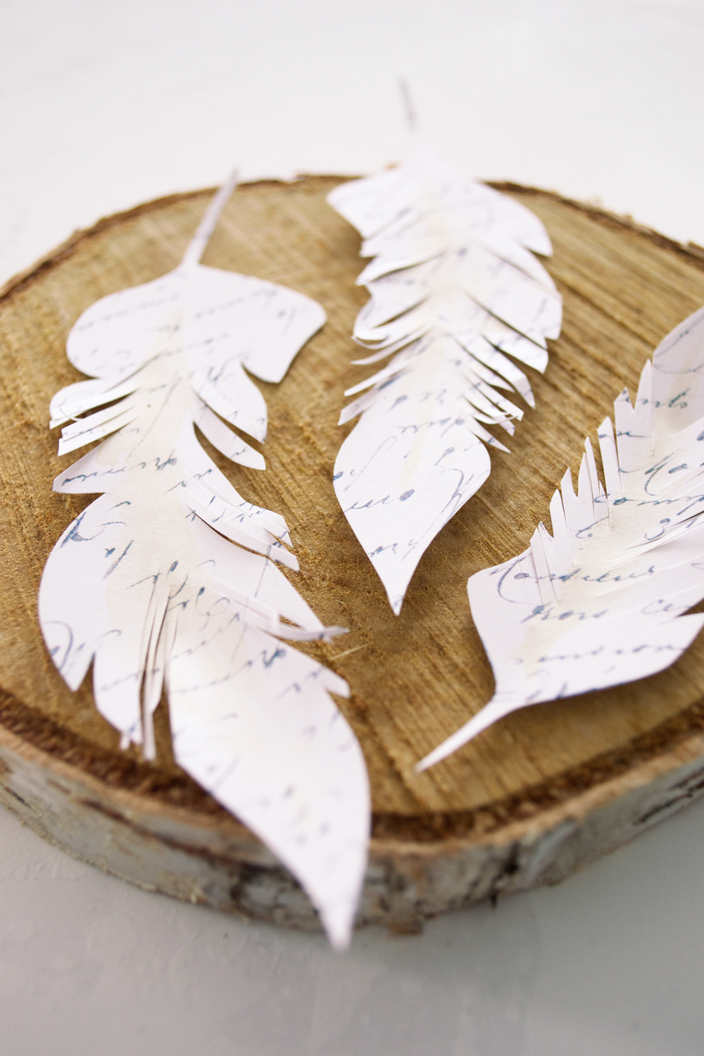 DIY French Script Paper Feathers free printable