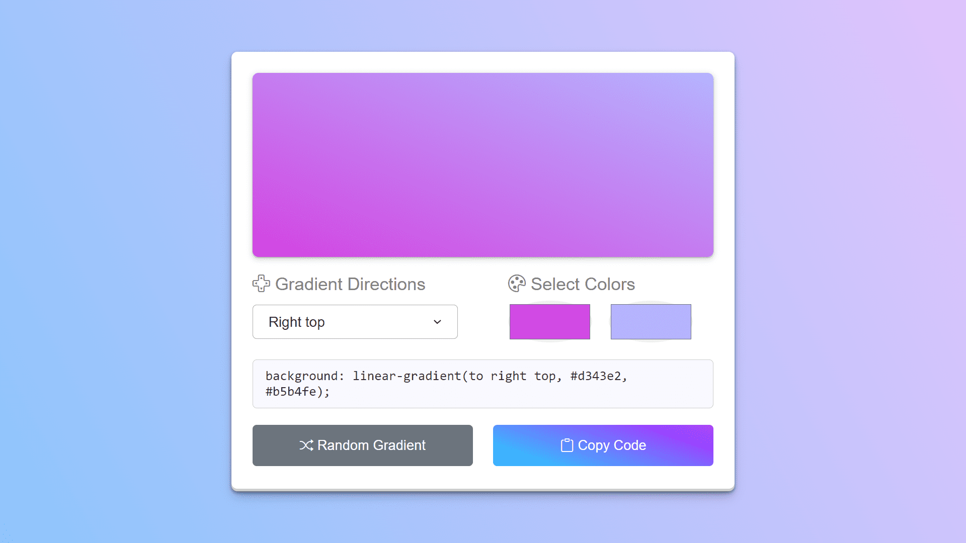 JavaScript Linear Gradient Colors Generator Bytester