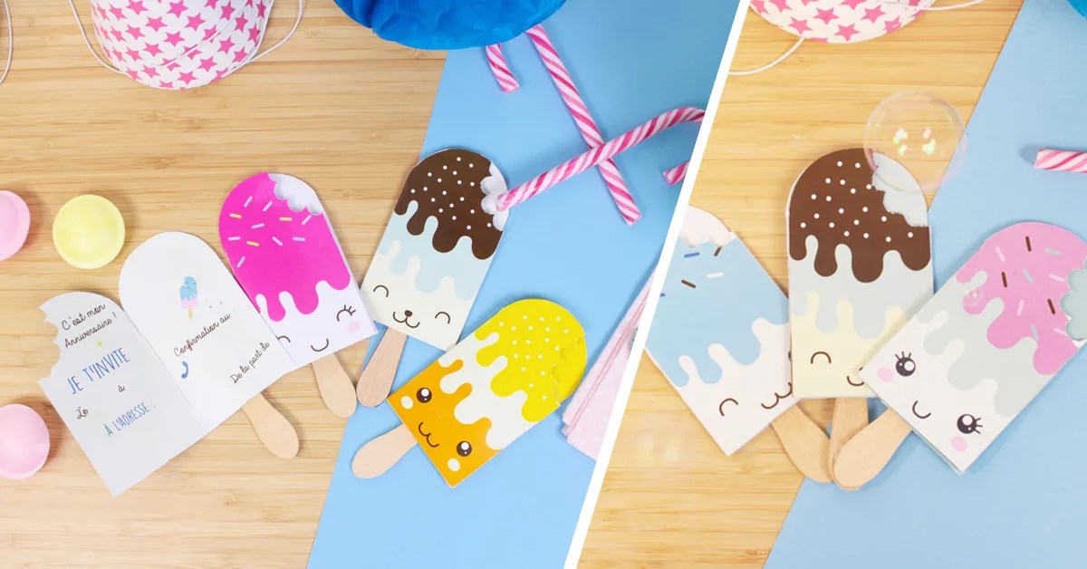 DIY Invitations d'anniversaire Glace Kawaii
