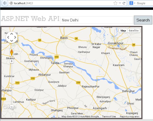 Using Google Maps in  API
