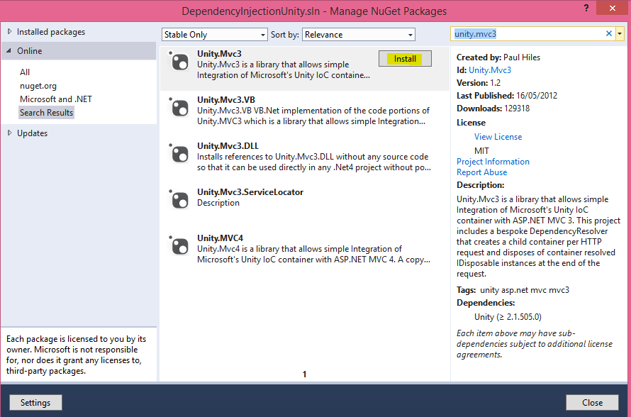 Dependency Injection Using Microsoft Unity