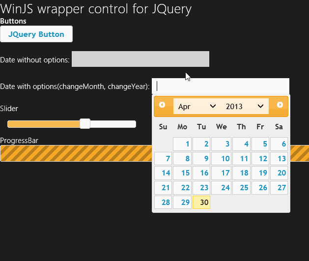 WinJS Wrapper Control For jQuery Controls