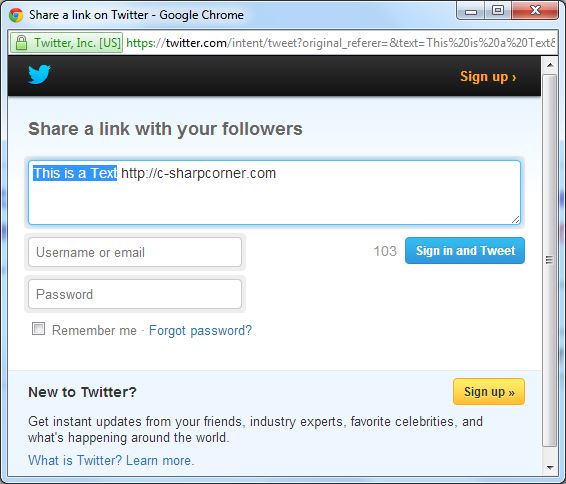 Creating Common Twitter Button For Entire Website Using Javascript Code With Logic