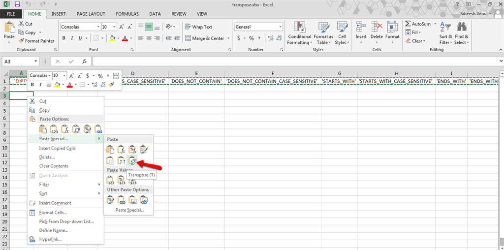 Transpose Row Values To Column In Excel