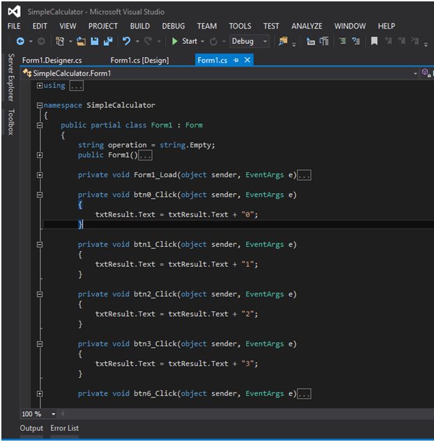 Create A Calculator In Windows Form Application