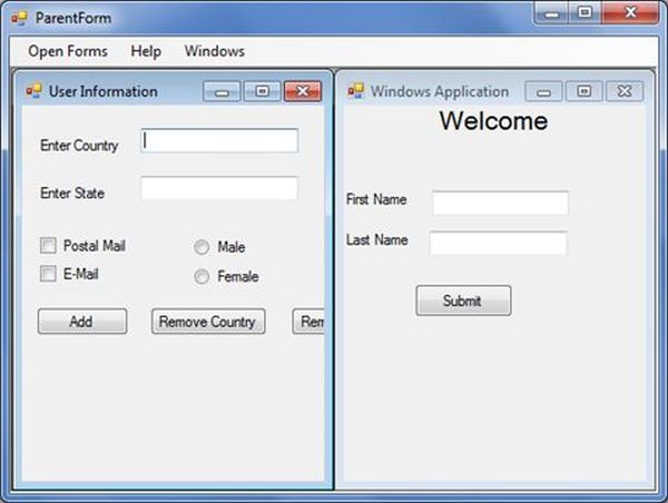 Building MDI WinForms Application using C