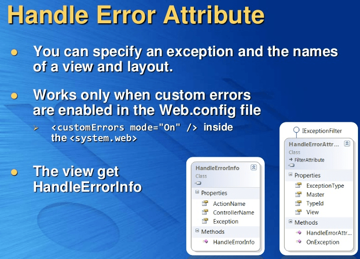 Exception Handing Using HandleError Attribute In MVC