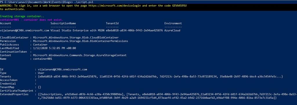 How to Create a Container in an Azure Storage Account using PowerShell