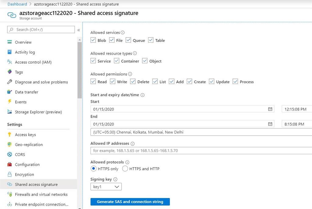 How to Generate an AccountLevel Shared Access Signature (SAS) Token