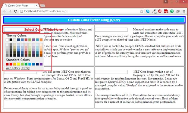 jQuery Color Picker Change Background Color at Run Time