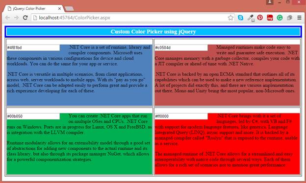 jQuery Color Picker Change Background Color at Run Time