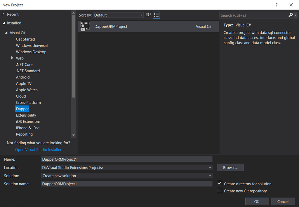 Dapper Data Access Layer (Extension for Visual Studio)