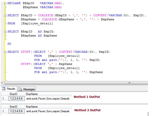 Create a Comma Separated List from Column using Select Statement