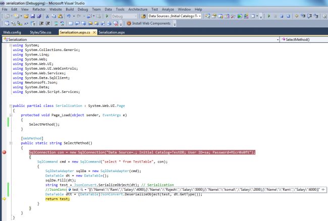 Serialize and DeSerialize objects to JSON using C