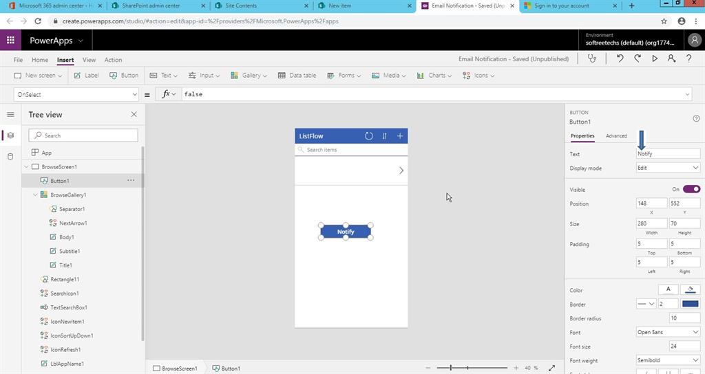 Send Email Using MSFlow On Button Click From PowerApps