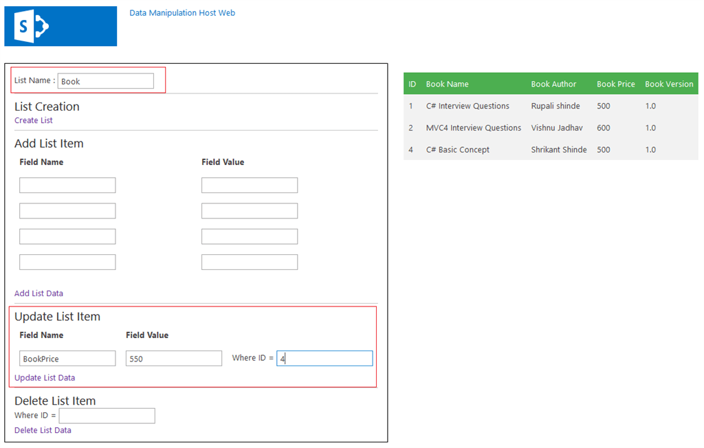 SharePoint Hosted App Data Manipulation With Office 365 Using Custom