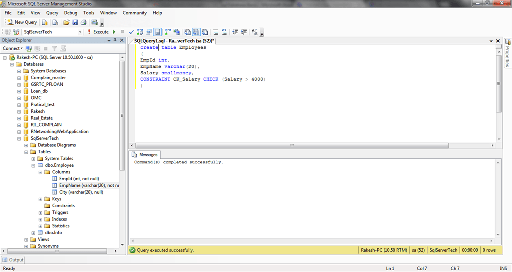 SQL Server Database Basics Query Command