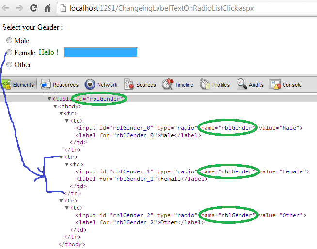 jQuery Changing Label Text on Radio Button List Click