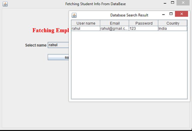 Display Records From Database Using JTable in Java