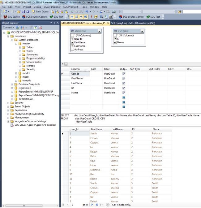 Creating a View Visually in SQL Server 2012