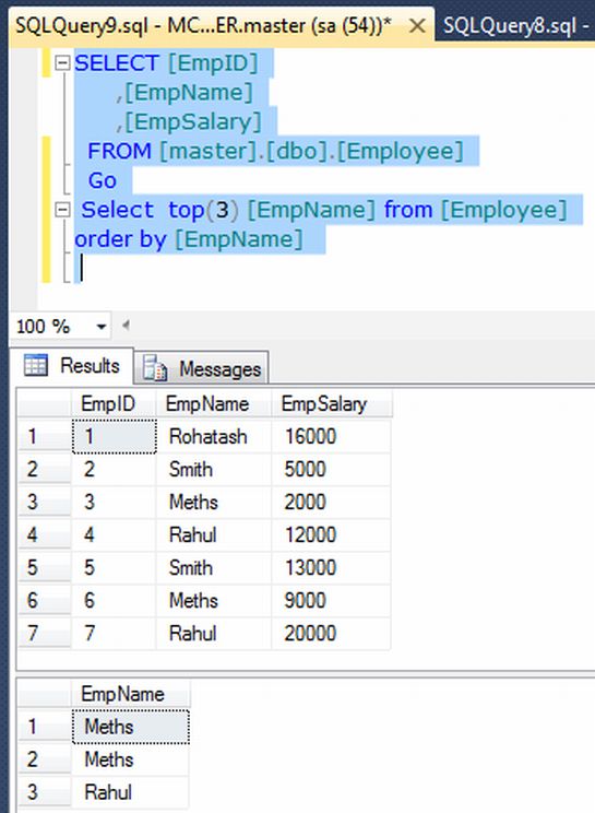 Select Query Using TOP WITH TIES Clause in SQL Server 2012
