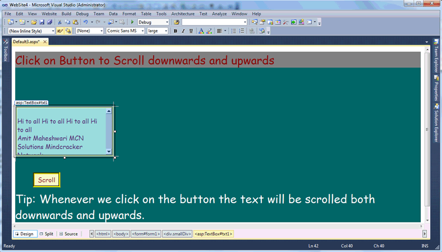 Scrolling an Multiline Textbox using jQuery