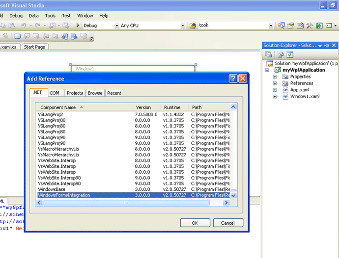 Hosting a Windows Control in WPF Application