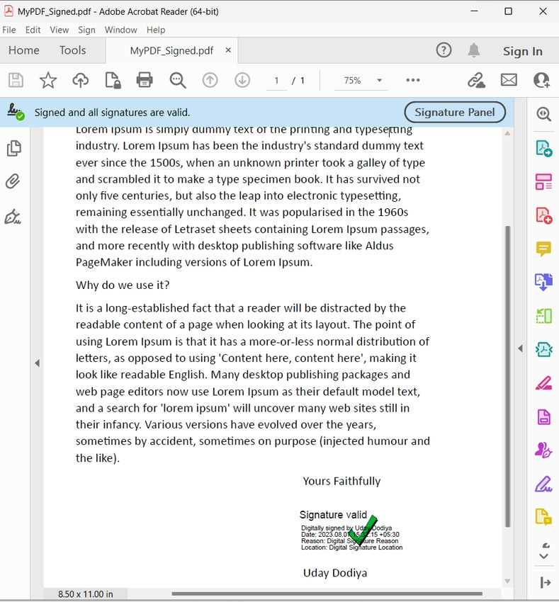 Adding a Digital Signature to a PDF Using a PFX File And iTextSharp in C