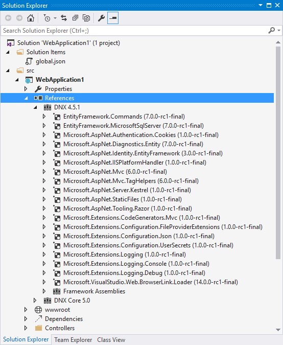 MVC 6 New Folder Structure