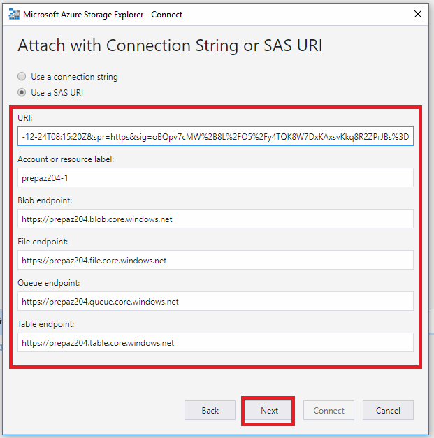 Connect Storage Explorer Using SAS Token