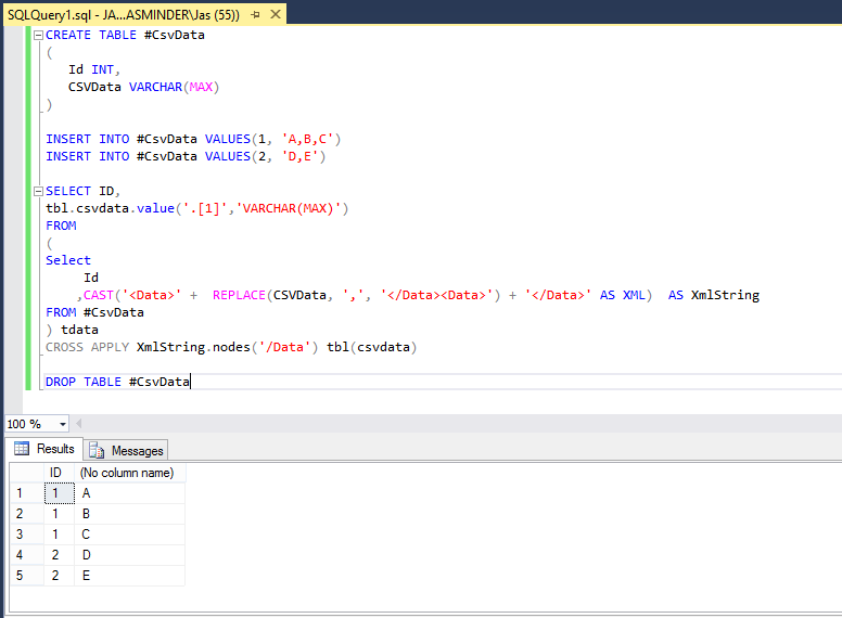 Convert CSV To Table In SQL