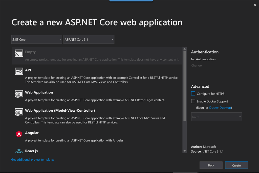 Create a Core API Application