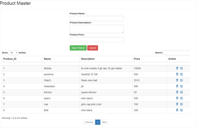 CRUD Operations In MVC Using Entity Framework With AJAX Call, jQuery