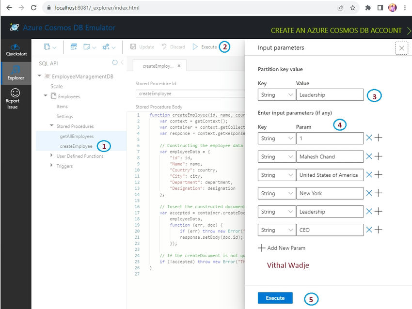 CRUD Stored Procedures in Azure Cosmos DB