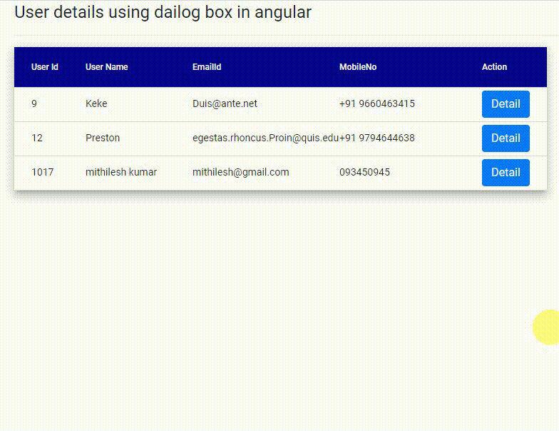 Create An Application To Get User Details In A Dialog Box In Angular