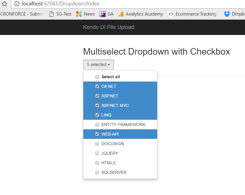 Implement Dropdown Multiselect With CheckboxList In MVC Using jQuery