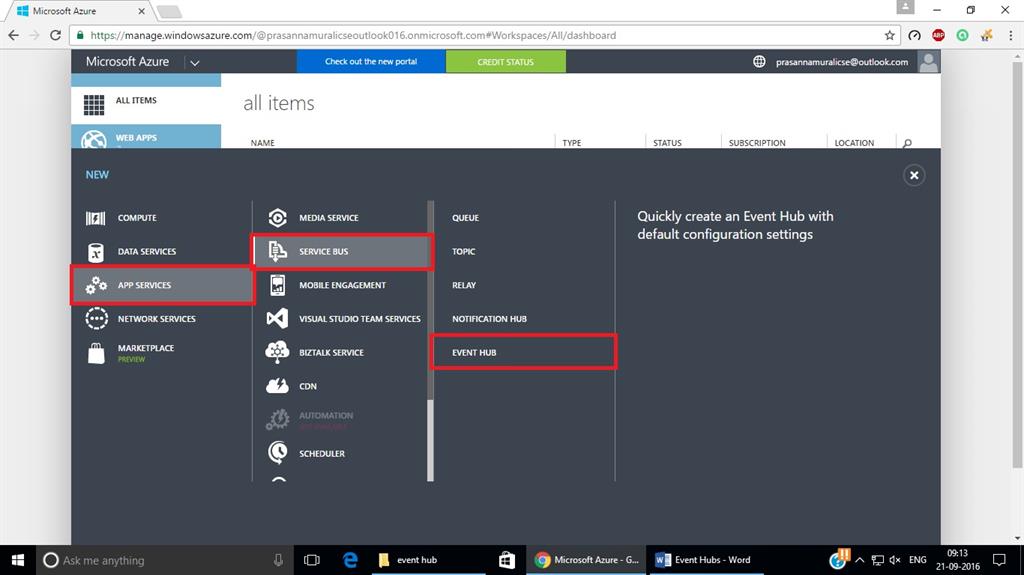 Event Hubs In App Service Using Azure