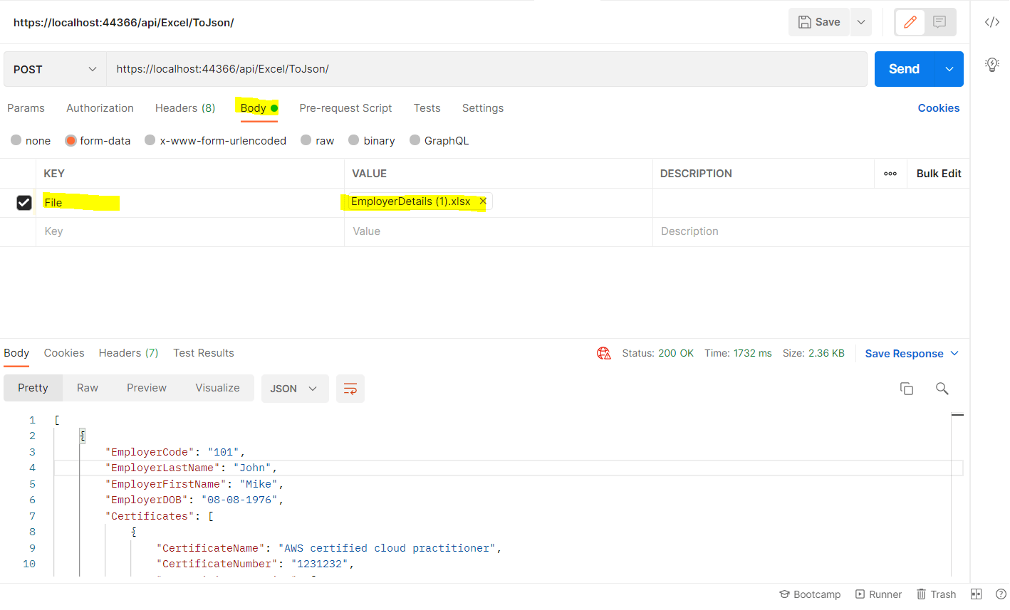 How To Convert Excel To JSON Using C
