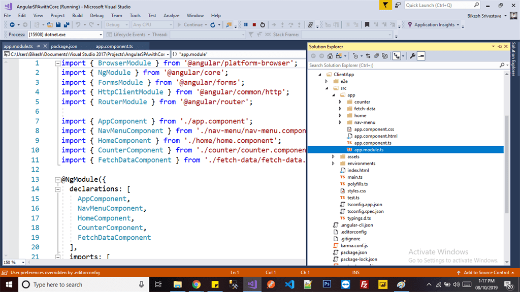 How To Create Angular App With Core In Visual Studio