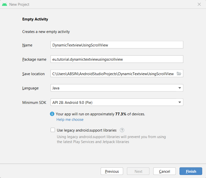 How To Create Dynamic Textview Using ScrollView In Android