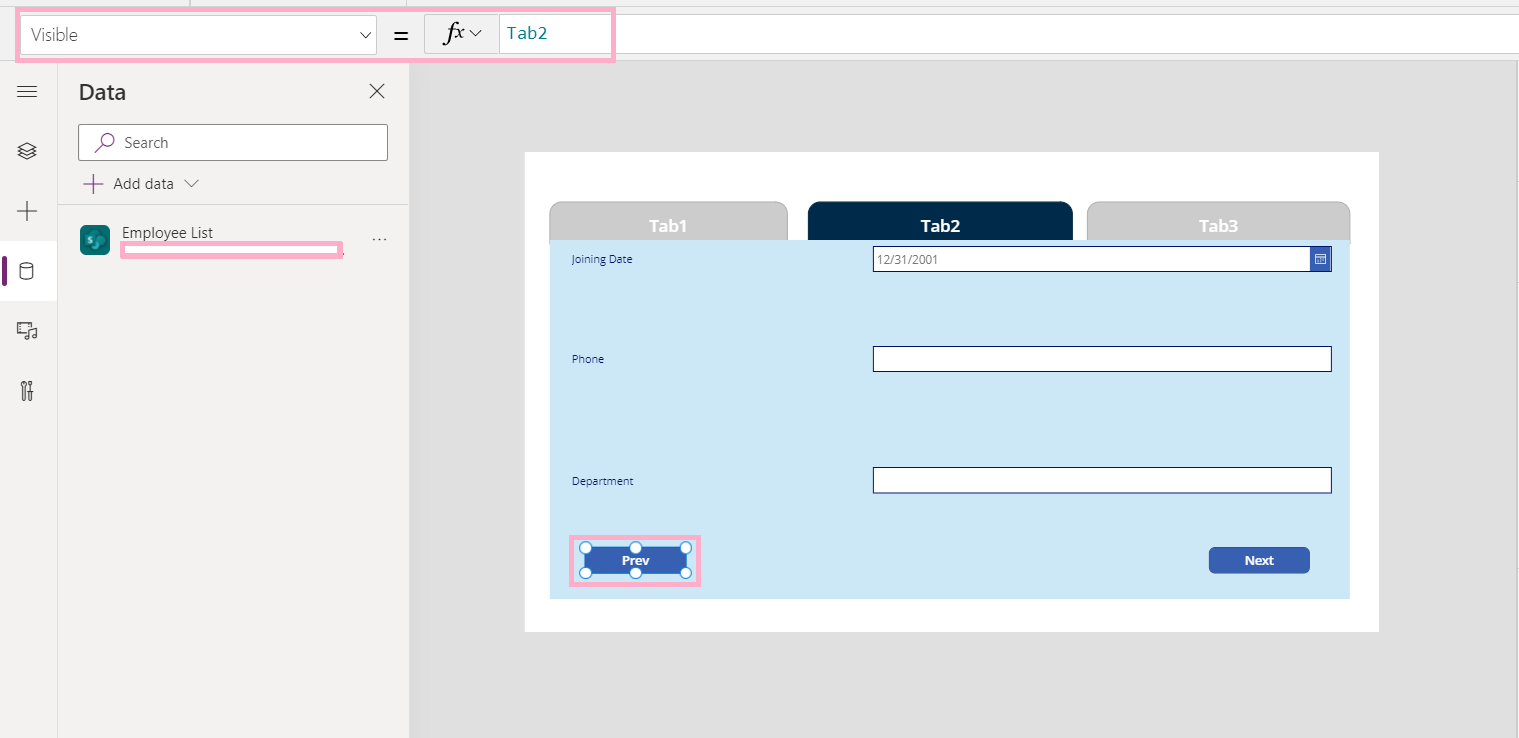 How To Navigate Among Tabs In PowerApps Form