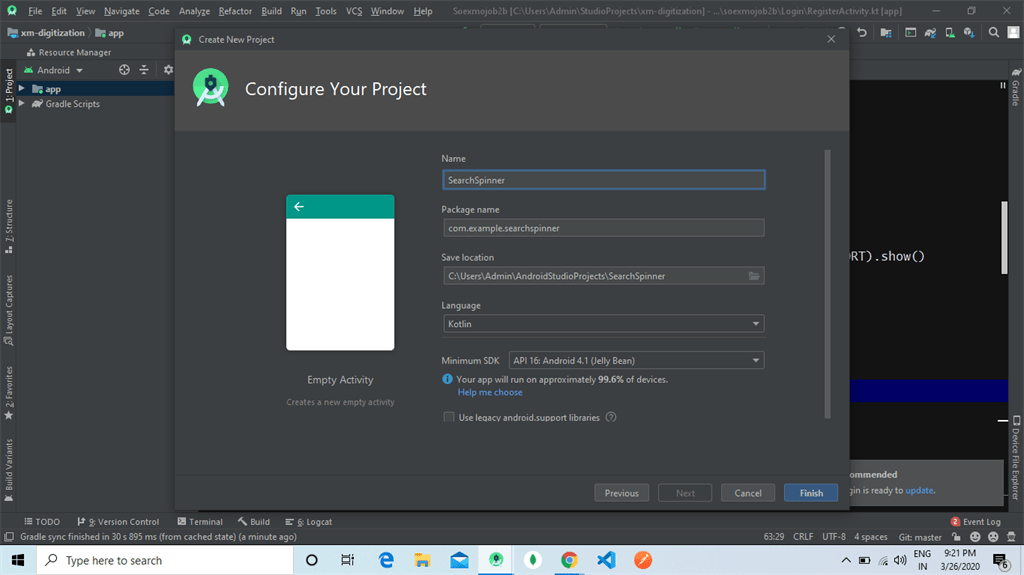 How We Can Search Spinner Item Using Kotlin In Android Studio