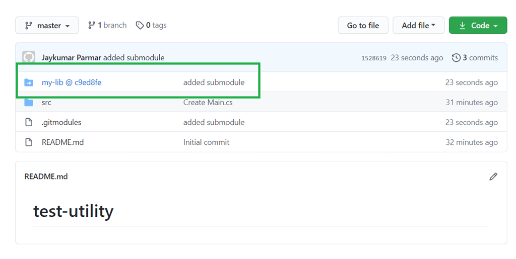 Introduction To Git Submodule Code In Dark Mode