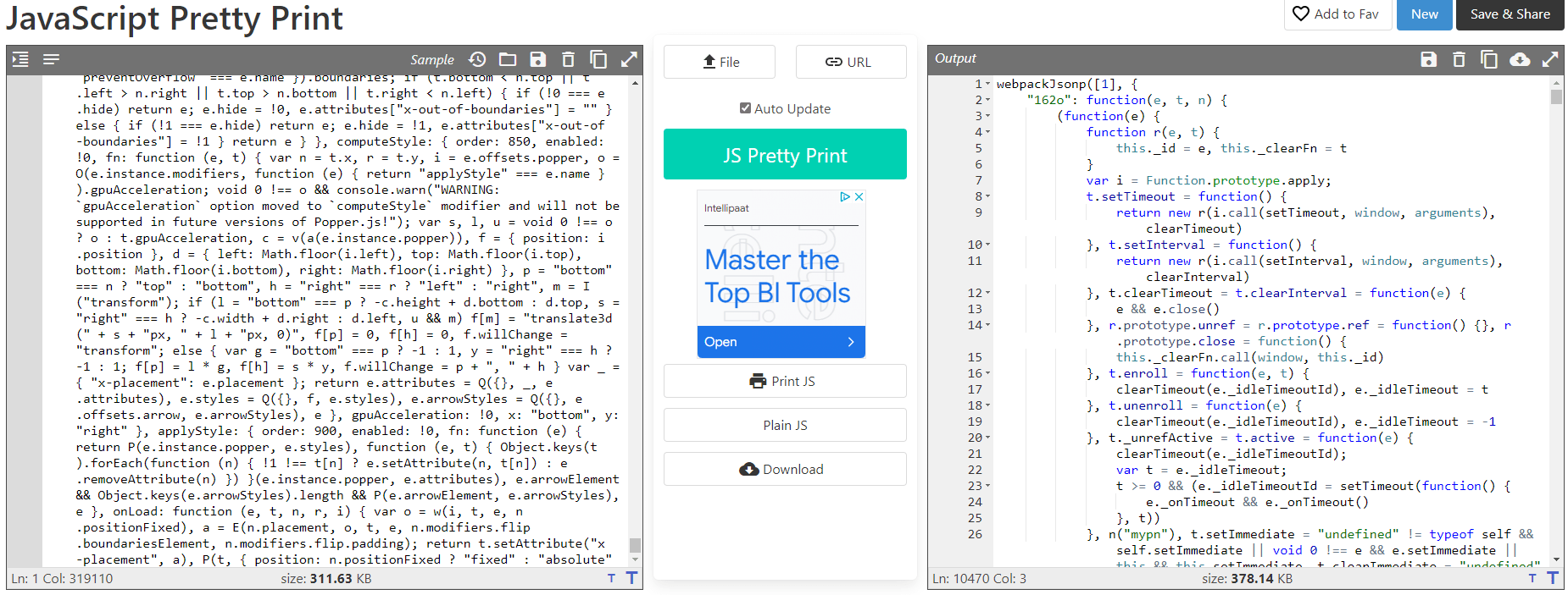 JavaScript Minifier And UnMinifier