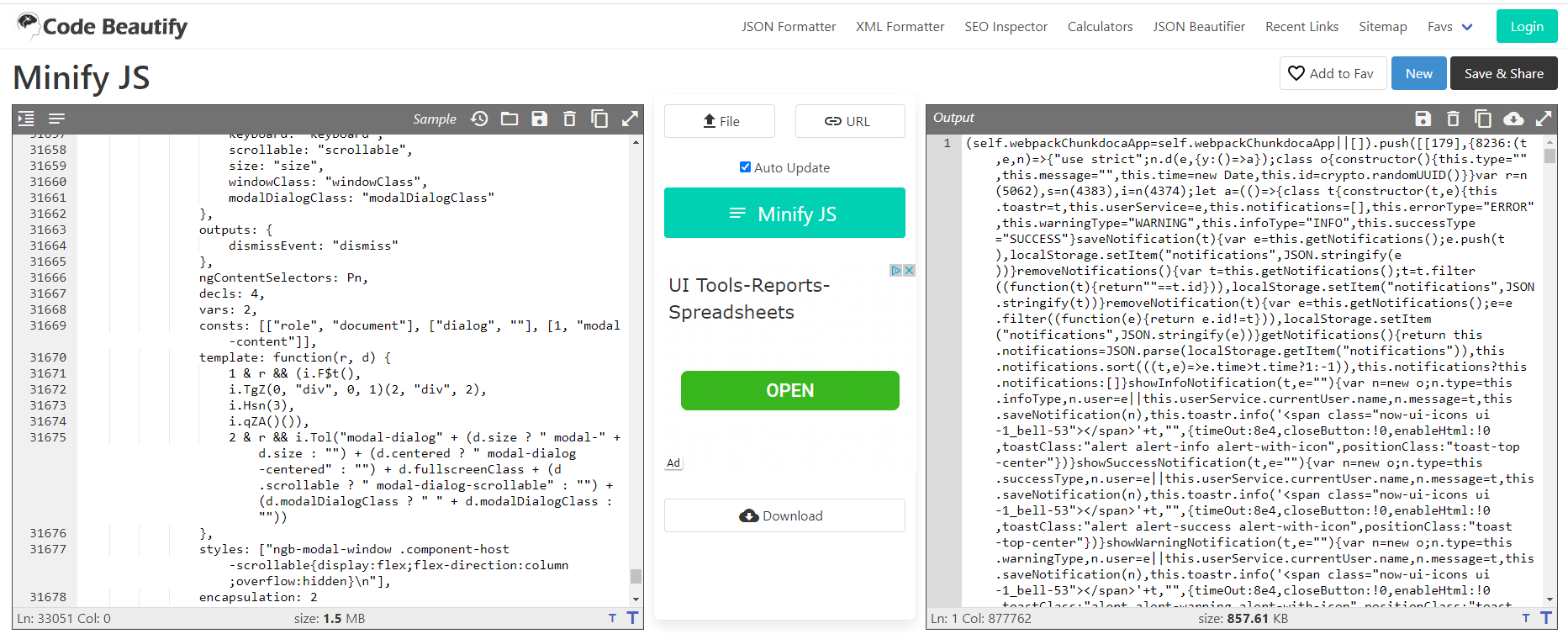 JavaScript Minifier And UnMinifier