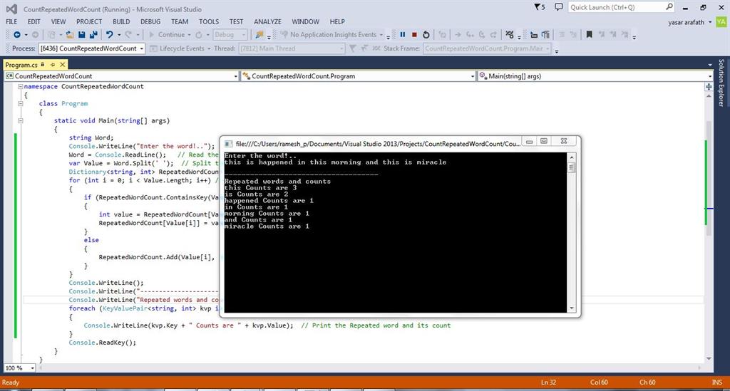 Repeated Word Count In A String Using C Dictionary